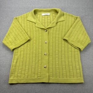 Shipwreck Ltd Green Open Knit Short Sleeve Sweater Polo Cardigan Women's Small
